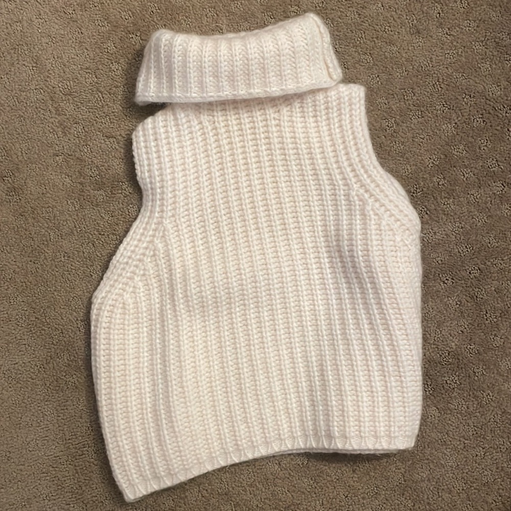 Cashmere cropped sleeveless sweater. LA designer Sablyn.